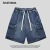 Pantalones Cortos de Mezclilla Funcionales Estilo Japonés Ropa de Trabajo Unisex Cinco Puntos Pantalones 2026 Verano Nuevos Sueltos Casuales de Longitud Media Pantalones Cinco Puntos