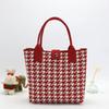 Bolso de Mano Tejido Estilo Coreano, Bolso de Mano de Moda Houndstooth para Viajeros de Gran Capacidad, Bolso de Mano Casual Versátil, Bolsa para el Almuerzo