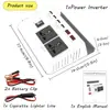 Inversor 300W energía solar para vehículo 12V a 110V Pantalla LCD inteligente doble 4USB 4.2A carga rápida