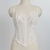 Sexy camisola de encaje ajustada estilo francés para mujer, calada, cómoda, transpirable, corsé de ballenas de alta gama
