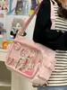 Bolsa Mensageiro Bidimensional Grande Capacidade Versátil Simples Estilo Universitário para Mulheres Bolsa de Ombro com Barra Transparente Bolsa Cruzada para Dor
