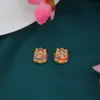 Liga Eletroforese Alta Precisão Lado Duplo Gotejamento de Óleo Azul Queimado Furo Reto Deus da Fortuna Gorducho DIY Estilo Chinês Pulseira Chaveiro Pingente Ano Novo