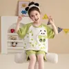 Pijama de verano para niña, fino, de algodón para niños, traje de manga corta y shorts, ropa de casa linda de dibujos animados para niñas
