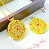 Tienda de Oro Mismo Estilo Arena Dorada Vajra Incrustado de Diamantes Brújula de los Ocho Tesoros Colgante Colgante de Brújula de los Ocho Tesoros Esmaltada Cadena para Suéter