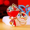 Chaveiro de Carro com Pérolas e Strass para Mulheres, Pingente Criativo de Bolsa Estilo Coreano, Argola de Chaveiro de Metal, Presente Atacado