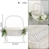 Nuevo Cesto de Flores para Boda Estilo Occidental con Rosas Artificiales, Lazo Decorativo, Cesto Blanco de Mano, Artículos para Boda