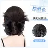 Peluca de Moño Pom-Pom para Mujer con Pinza de Garra de Puntos, Moño Bajo Esponjoso, Lazo para el Cabello Natural, Peluca de Moño