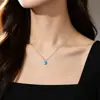 Colar S990 Prata Pura Zircônia Corte Fogos de Artifício de Quatro Garras para Mulheres, Corrente Colorida para Clavícula, Estilo Nicho de Luxo Leve, Tendência Xl046