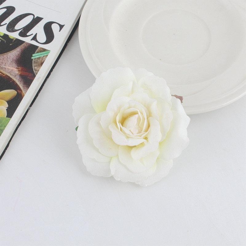 8cm 绒布非卷边包心玫瑰花发夹06