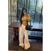 Camiseta Interior de Manga Larga Chica Picante Deseo Puro Amarillo Jengibre Iluminadora para Mujer 2026 Nueva Delgado Cuello en V Top Interior