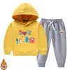 Conjunto de dos piezas de sudadera con capucha para niños y niñas para otoño e invierno, estilo nuevo, forro polar, engrosado, ropa de invierno cálida