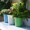 Maceta de plástico engrosada y duradera con plato, maceta grande de resina para plantar en balcón, maceta para orquídeas con control de raíces, nuevo modelo para exteriores