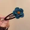 Pinza para el cabello tejida con flores y borde de terciopelo para mujer, Pinza dulce y delicada para flequillo, Pinza para el cabello versátil Bb para salir