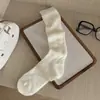 Calcetines holgados de punto grueso de algodón y lino estilo japonés para primavera y verano, calcetines de malla transpirables casuales de moda para pantorrilla, calcetines de mujer retorcidos sin costuras