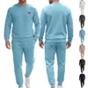 Conjunto Casual Jacquard de Manga Longa Masculino Amazon Primavera Outono Blusa Calça Jogger Esportiva Calças com Cordão Estilo Europeu Americano Masculino