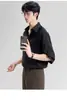 Camisa de seda de hielo de manga tres cuartos para hombre, nuevo diseño de verano, estilo nicho, camisa de manga cinco cuartos, traje casual para hombre
