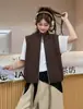 Chaleco con cuello alto estilo coreano y cordón para mujer, nuevo modelo primavera y otoño 2026, estilo casual simple, sin mangas, con cremallera, chaleco adelgazante