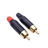Plugue RCA macho vermelho e preto concha de alumínio eletroforético preto plugue RCA de áudio e vídeo cobre banhado a ouro cabeça de lótus RCA macho 6mm