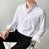 Camisa de Solapa de Manga Larga para Primavera y Otoño 2025 para Hombre Joven y de Mediana Edad Camisa de Negocios para Hombre Top Elástico Sin Planchado Sin Costuras