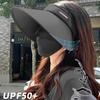 Chapéu de verão grande e oco feminino proteção UV ao ar livre chapéu de sol de seda gelo chapéu de sol dobrável mostrando rosto pequeno