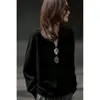 Moda femenina atmosférica 2026 primavera nuevo estilo: suéter de punto azul con cuello en V, elegante y deslumbrante sin esfuerzo