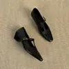 Zapatos Mary Jane retro franceses transfronterizos, zapatos negros elegantes y versátiles para mujer, con punta cuadrada, tacón grueso y corte bajo para el trabajo.