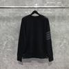 TIME BREATHE suéter tb 2023 algodón teñido con hilo negro Gris cuatro barras para hombre y mujer top jersey de cuello redondo