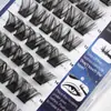 Pestañas Segmentadas Transfronterizas, Pestañas Individuales de Racimo Gruesas y Rizadas con Tallo Fino Negro, Pestañas Postizas Adhesivas de Tira Negra Sin Pegamento