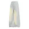 Pantalones Casuales de Malla Perforada de Color Sólido Ligeramente Elásticos para Verano, Pantalones de Pierna Recta Sueltos de Pierna Ancha, Pantalones Ligeramente Elásticos de Seda de Hielo