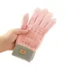 Guantes de Pantalla Táctil Invierno Forrados de Felpa Engrosados Cálidos y a Prueba de Frío Guantes de Punto Moda del Hogar Guantes de Lana para Dedos para Mujeres Ciclismo