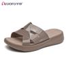 Luo Fu Suela Gruesa Cruzadas Moda Casual Cómodas Nuevas para Mujer Primavera y Verano Zapatillas de Casa Holgazanas para Usar Afuera