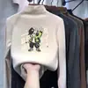 Camiseta interior de manga larga estilo caricatura para niños, nueva colección primavera/otoño/invierno, con forro polar, top térmico de manga larga para niños mayores