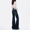 Jeans acampanados estilo 'hot girl' americano para mujer, nuevos pantalones de cintura alta ajustados para figuras petite, no ajustados, pantalones bootcut