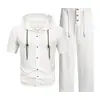 Verano 2026 Transfronterizo Amazon Traje Deportivo Casual 3D para Hombre Camisa de Manga Corta con Capucha Plisada Pantalones Sueltos