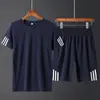Terno esportivo casual masculino 2020, tamanho grande, manga curta, roupa esportiva, respirável, secagem rápida, verão, casual