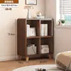 Estantería infantil de madera maciza color nogal, estantería simple de pie, mueble bajo para aula de estudiantes, estante de almacenamiento, mueble de rejilla con esquinas redondeadas