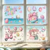 Decoraciones de Conejo de Pascua Flores para Coche Huevos de Colores Pegatinas Estáticas para Ventana Puerta Gabinete Mariposas Ambiente Pájaros Pequeños