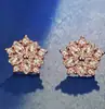 Versión coreana de venta caliente de pendientes de flor de ojo de caballo de circonita rosa con aguja de plata y ojo de caballo, venta directa de fábrica, lote mixto, joyería para el cabello