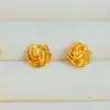 Brincos de Flor Rosa Dourado Areia Vietnamita para Mulheres, Cor Dourado Areia Versátil, Brincos de Nicho de Luxo Leve, Presente para Aniversário de Namorada