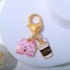 Lindo Colgante de Gato de Metal para Café Llavero Corazón de Niña Antiperdido Estuche para Auriculares AirPods Colgante Decorativo para Memoria USB