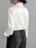 Camisa de Satén para Mujer en Oferta Caliente de Amazon, Camisa de Manga Larga Simple de Moda para Oficina de Negocios, Temperamento Elegante