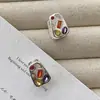 Nuevos Pendientes Elegantes Dulces Frescos Circonita Multicolor Moda Femenina Tendencia Hip-Hop Pendientes de Botón de Caramelo Venta al por Mayor