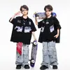 Ropa Moderna Infantil de Street Dance Niños y Niñas Marca Moderna Conjunto de Camisa de Béisbol de Manga Corta Atuendo Genial de Hip-Hop para Niños