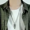 Collar de bala con patrón de dragón dominante de moda nacional colgante hip hop personalidad masculina acero de titanio vintage Panlong accesorios de colgante de bala