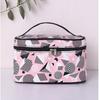 Bolso de Cuero Estampado para Viaje, Neceser Clutch con Espejo, Bolsa de Lavado para Almacenamiento, Bolsa de Cosméticos Portátil de Gran Capacidad