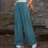 26 Ropa de Invierno de Algodón y Lino para Mujer, Pantalones Anchos Casuales de Ramio Tie-Dye Engrosados y Forrados de Polar, Pantalones Anchos Versátiles para Mujer, Pantalones de Algodón