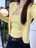 Conjunto de dos piezas de camisola y cárdigan de punto suave estilo coreano para mujer, puro y sexy, corte ajustado, primavera/otoño 2026