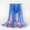 Lenço de Seda Estampado Estilo K de Verão Lenço de Gaze Chiffon Feminino Lenço Xale para Ar Condicionado Toalha de Praia Feminina Venda por Atacado de Fábrica