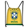 Bolsa com Cordão para Futebol da Copa do Mundo Transfronteiriça de 2026 com Estampa do Logo da Equipe, Mochila com Cordão de Poliéster, Bolsa de Armazenamento de Grande Capacidade