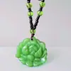 Pingente Flor de Lótus de Jade Sintético Pingente de Jade Feminino Flor de Jade Branco Pingente de Jade da Prosperidade Colar de Lótus de Jade Pingente de Jade